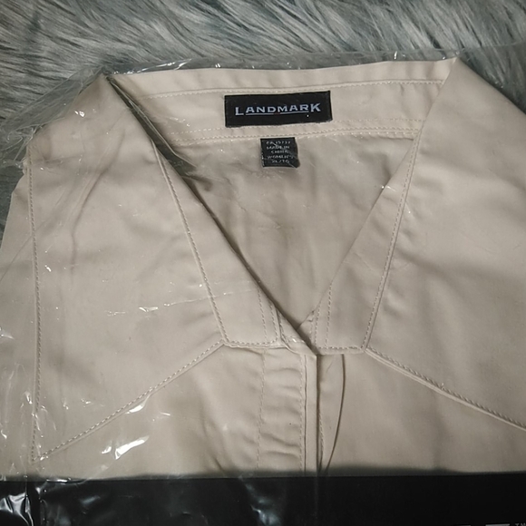 2/$15 LANDMARK women's cream shirt with EZ-care XL - Picture 5 of 6